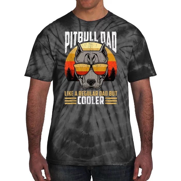 Funny Fathers Day Tees Dog Pitbull Dad Retro Vintage Tie-Dye T-Shirt