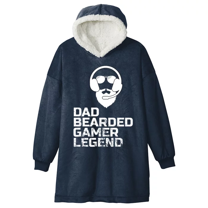 Funny Fathers Day Gaming Gift For Dad Bearded Dad Gamer Funny Gift Hooded Wearable Blanket