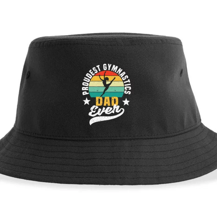 Funny Father's Day Gymnast Proudest Gymnastics Dad Ever Sustainable Bucket Hat