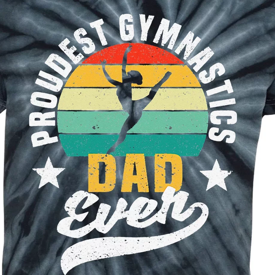 Funny Father's Day Gymnast Proudest Gymnastics Dad Ever Kids Tie-Dye T-Shirt