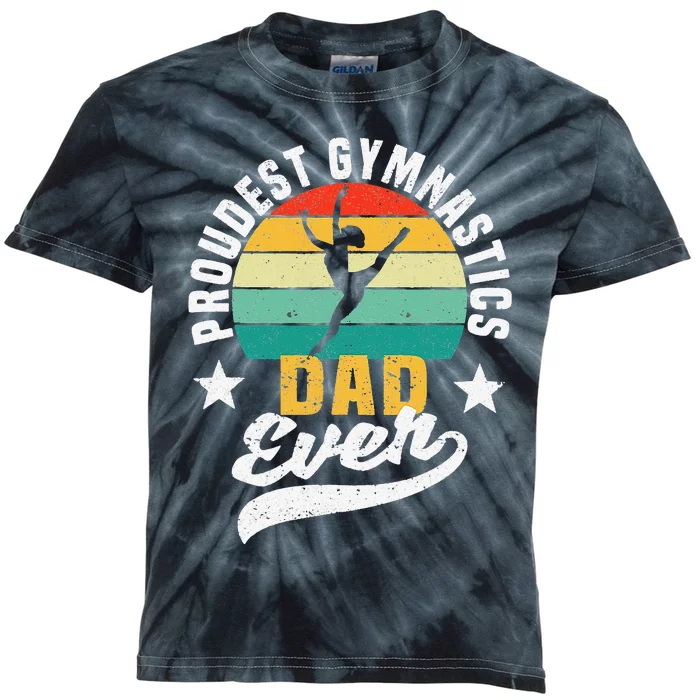 Funny Father's Day Gymnast Proudest Gymnastics Dad Ever Kids Tie-Dye T-Shirt