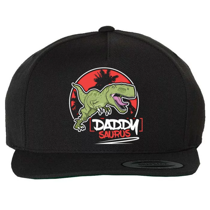 Funny Fathers Day Gift Idea Daddysaurus Rex Gift Wool Snapback Cap