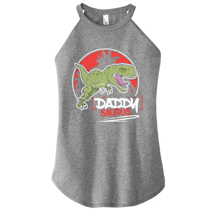 Funny Fathers Day Gift Idea Daddysaurus Rex Gift Women’s Perfect Tri Rocker Tank