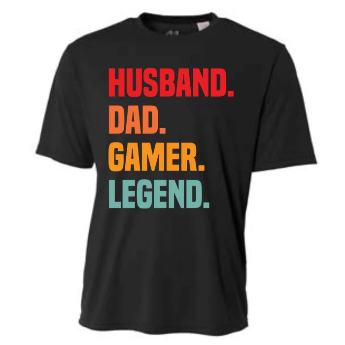 Funny FatherS Day Husband Dad Gamer Legend Video Games Funny Gift Cooling Performance Crew T-Shirt