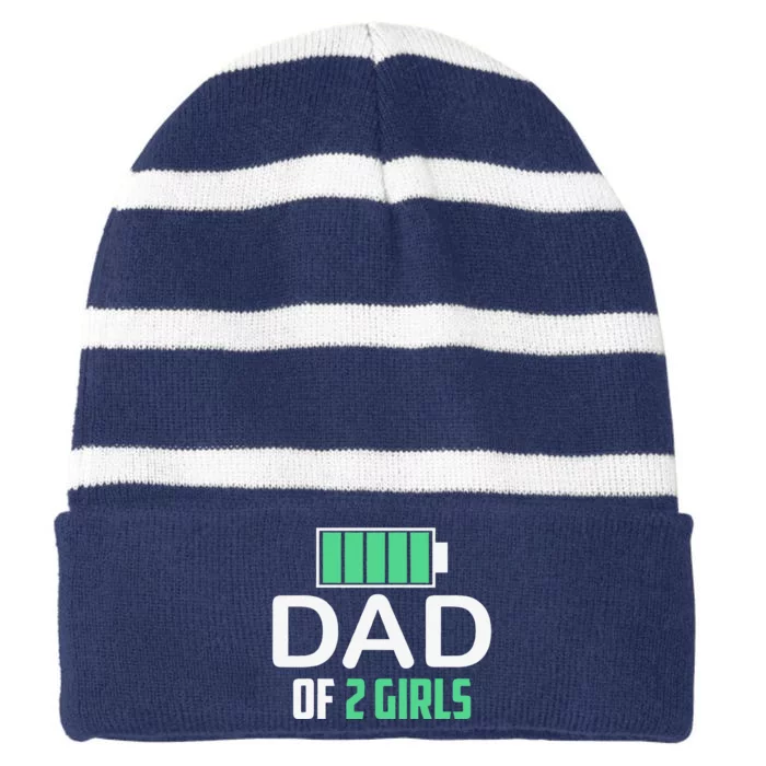 Funny Fathers Day Dod Of 2 Daddy Birthday Striped Beanie with Solid Band