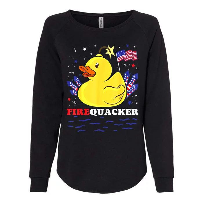 Funny Firecracker Duck 4th Of July Patriotic Day Usa Flag Gift Womens California Wash Sweatshirt