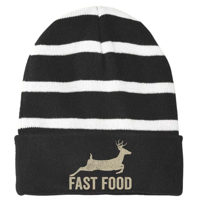 Fast Food Deer Hunter Hunting Striped Beanie with Solid Band