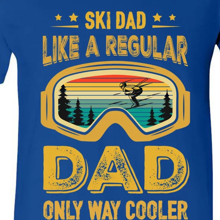 Funny Fathers Day Novelty For Cool Ski Dad Cute Gift V-Neck T-Shirt