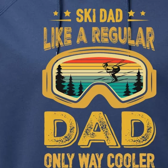 Funny Fathers Day Novelty For Cool Ski Dad Cute Gift Performance Fleece Hoodie