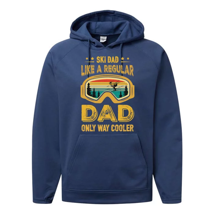 Funny Fathers Day Novelty For Cool Ski Dad Cute Gift Performance Fleece Hoodie