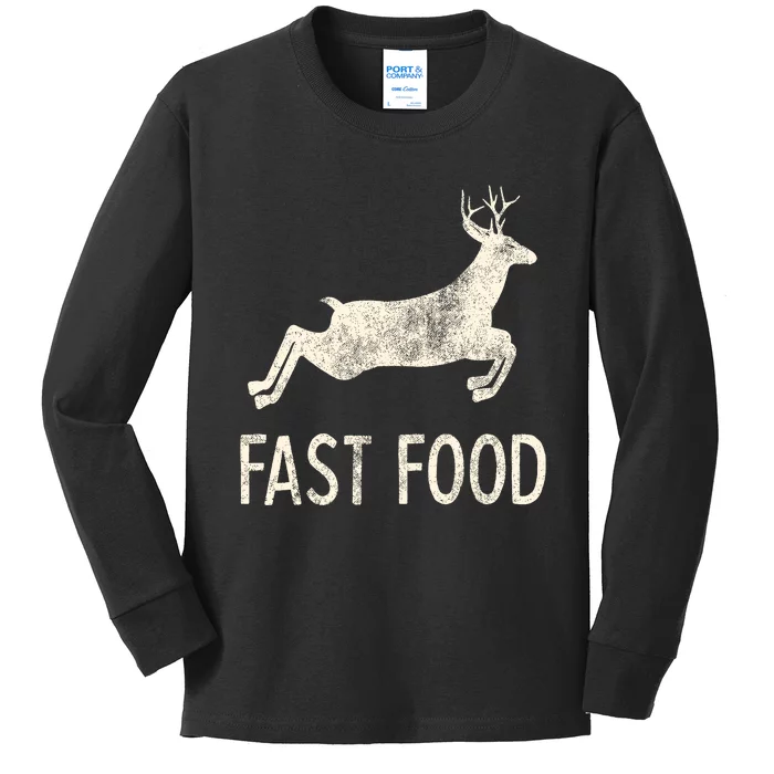 Fast Food Deer Rude Offensive Gifts For Hunters Kids Long Sleeve Shirt