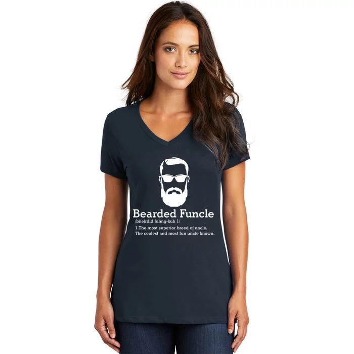 Funny Funcle Definition, Bearded Funcle Tee , Funcle , Beard Lover , Fun Uncle Women's V-Neck T-Shirt