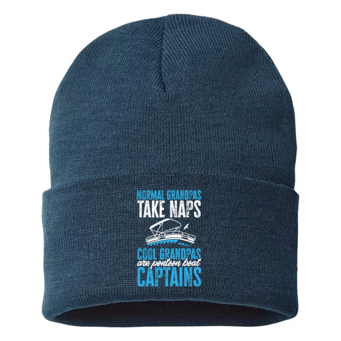 Funny FatherS Day Cool Grandpas Are Pontoon Boat Captains Sustainable Knit Beanie