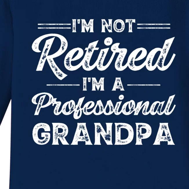 Funny Fathers Day Retired Grandpa Great Gift Baby Long Sleeve Bodysuit