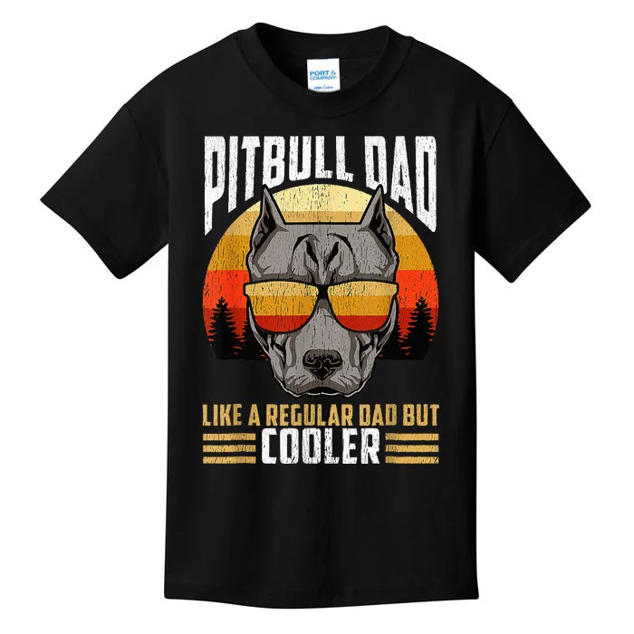 Funny Fathers Day Tees Dog Pitbull Dad Retro Vintage Kids T-Shirt