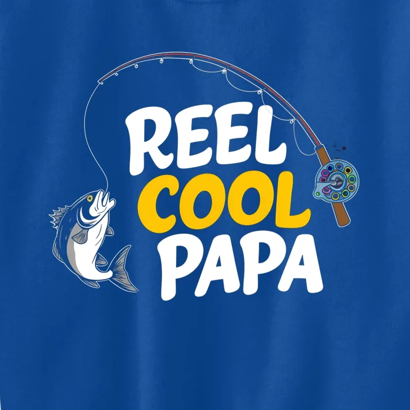 Funny FatherS Day Fish Reel Cool Fisher Papa Fishing Dad Meaningful Gift Kids Sweatshirt