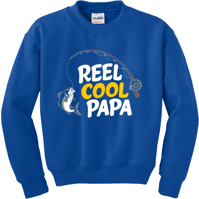 Funny FatherS Day Fish Reel Cool Fisher Papa Fishing Dad Meaningful Gift Kids Sweatshirt