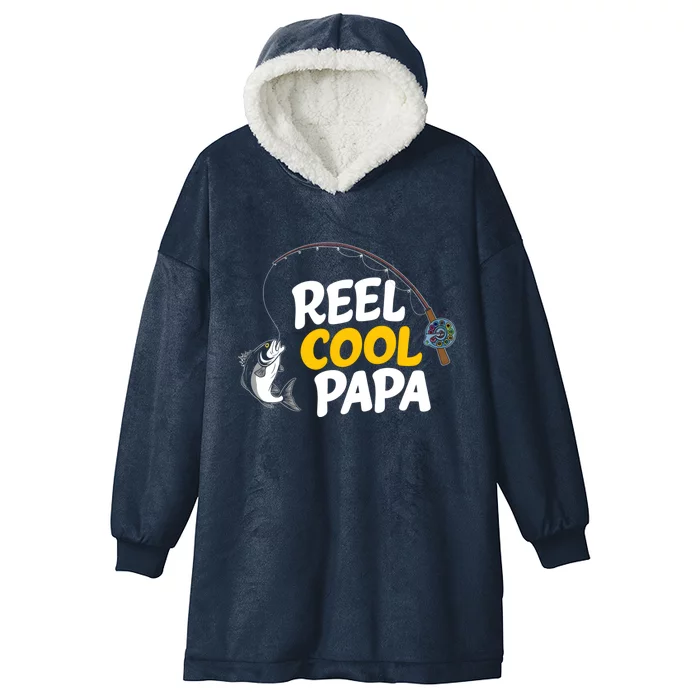 Funny FatherS Day Fish Reel Cool Fisher Papa Fishing Dad Meaningful Gift Hooded Wearable Blanket