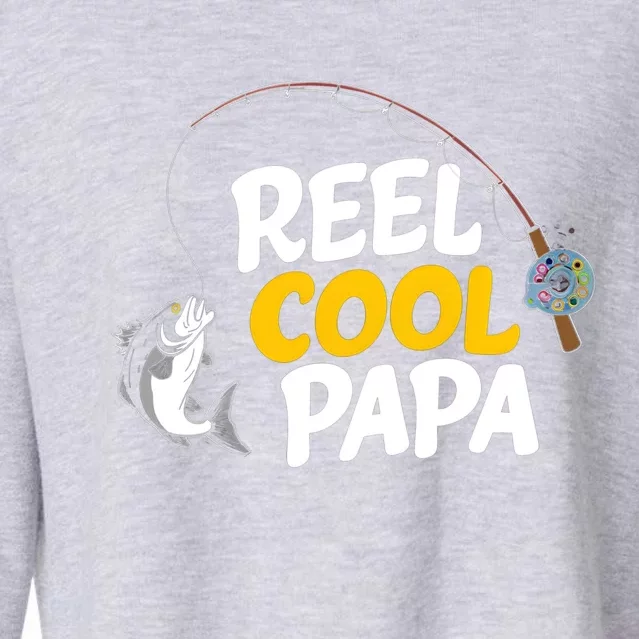 Funny FatherS Day Fish Reel Cool Fisher Papa Fishing Dad Meaningful Gift Cropped Pullover Crew