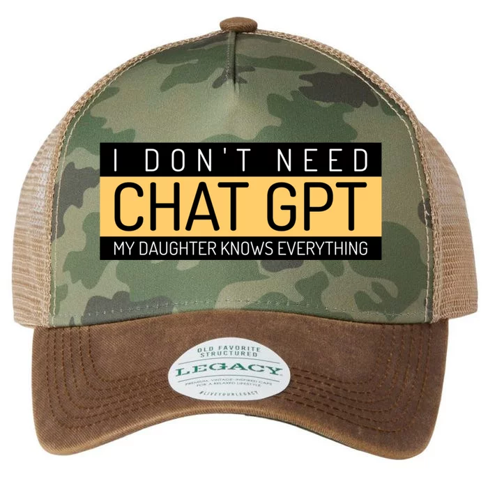 Funny Fathers Day Nerd Gift From Daughter To Dad Chat GPT Legacy Tie Dye Trucker Hat