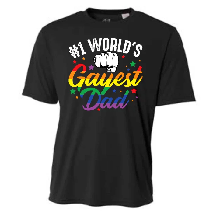 Funny Father's Day #1 World's Gayest Dad LGBT Pride Cooling Performance Crew T-Shirt