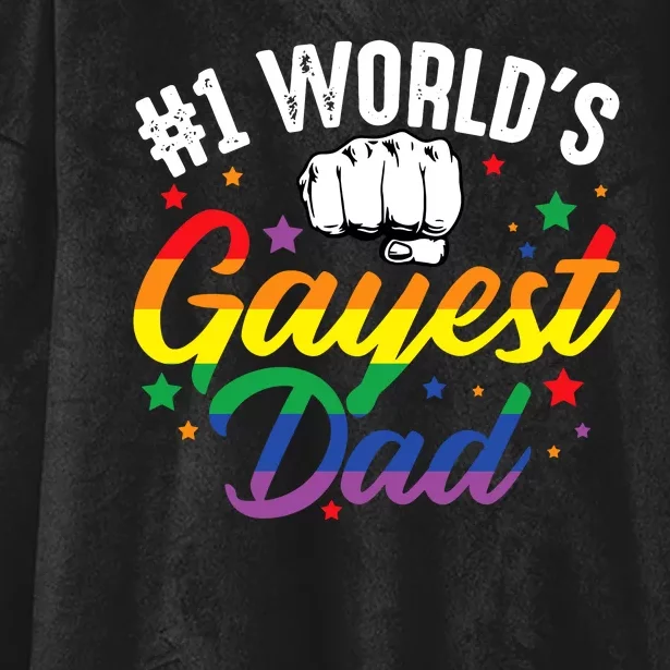 Funny Father's Day #1 World's Gayest Dad LGBT Pride Hooded Wearable Blanket