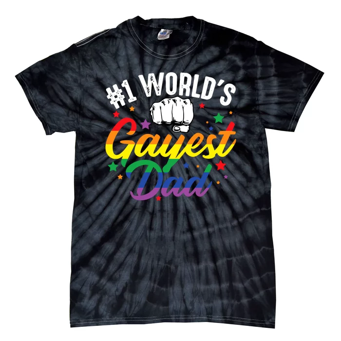 Funny Father's Day #1 World's Gayest Dad LGBT Pride Tie-Dye T-Shirt