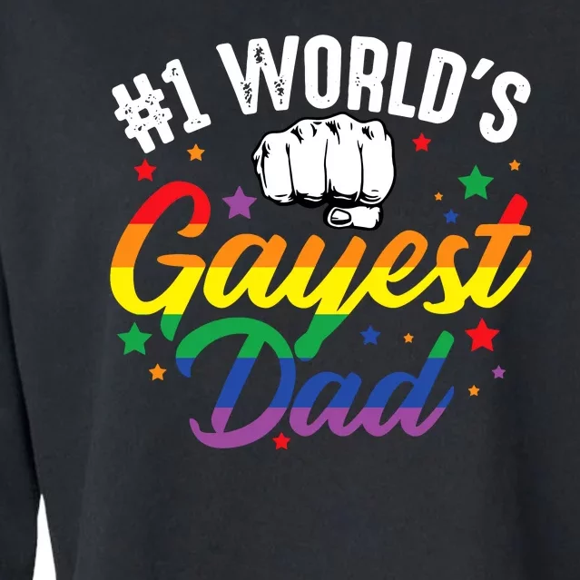 Funny Father's Day #1 World's Gayest Dad LGBT Pride Cropped Pullover Crew