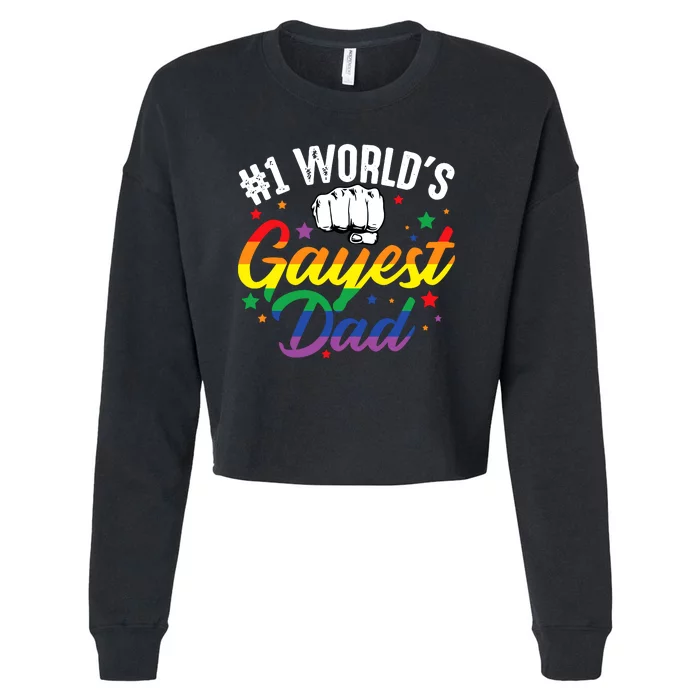 Funny Father's Day #1 World's Gayest Dad LGBT Pride Cropped Pullover Crew