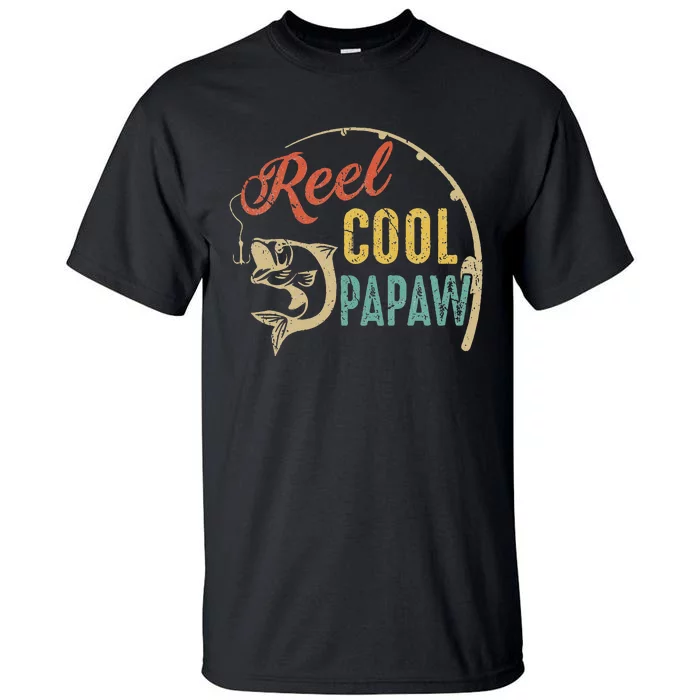 Funny Fathers Day Vintage Fishing Reel Cool Papaw Tall T-Shirt