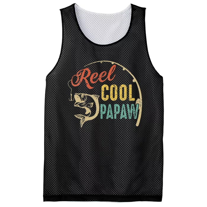 Funny Fathers Day Vintage Fishing Reel Cool Papaw Mesh Reversible Basketball Jersey Tank