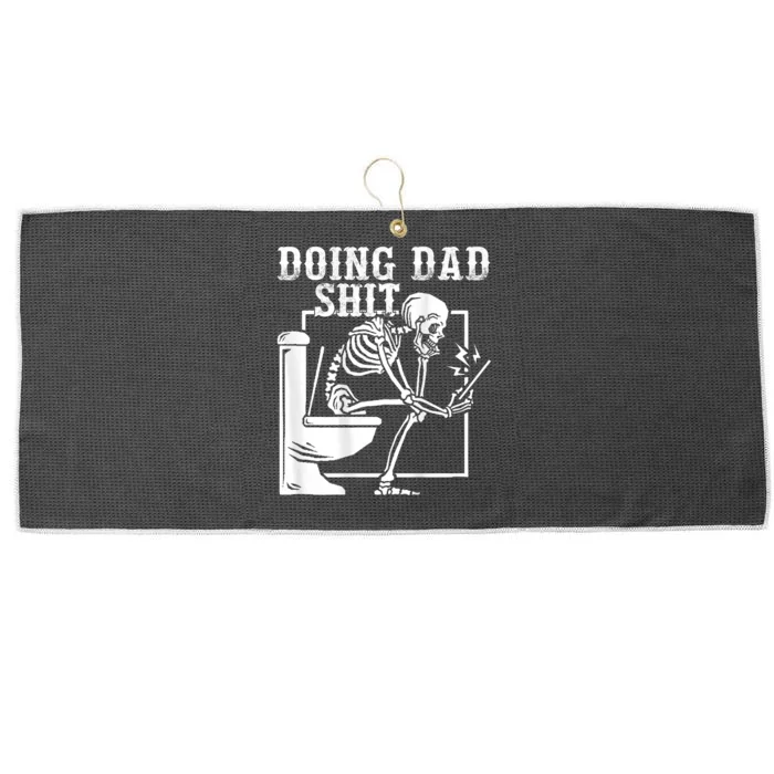 Funny Father Doing Dad Shit Skeleton Toilet Large Microfiber Waffle Golf Towel