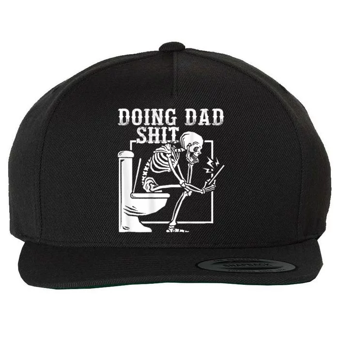 Funny Father Doing Dad Shit Skeleton Toilet Wool Snapback Cap