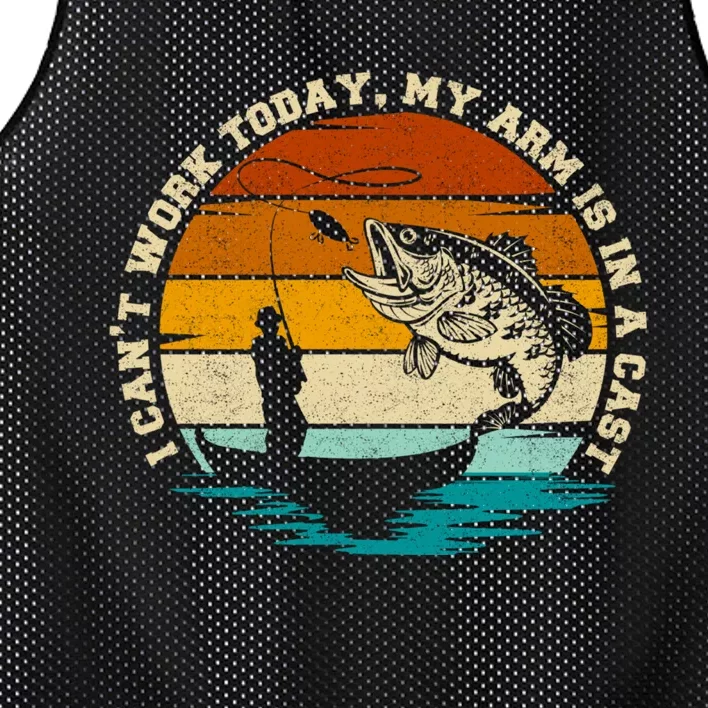 Fishing Father's Day I Can't Work Today My Arm Is In A Cast Mesh Reversible Basketball Jersey Tank