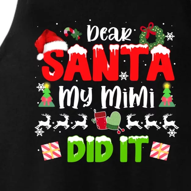 Family Funny Dear Santa My Mimi Did It Christmas Pajama Cute Gift Ladies Tri-Blend Wicking Tank