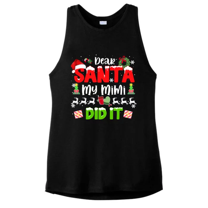 Family Funny Dear Santa My Mimi Did It Christmas Pajama Cute Gift Ladies Tri-Blend Wicking Tank