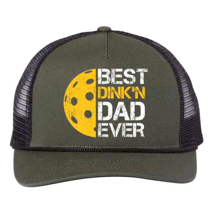 Funny FatherS Day Pickleball Best DinkN Dad Ever Retro Rope Trucker Hat Cap