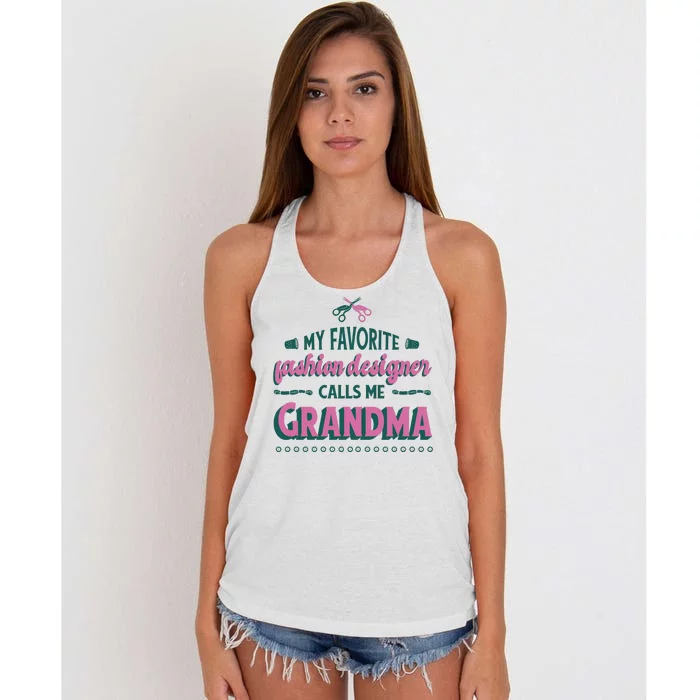 Favorite Fashion Designer Calls Me Grandma Women's Knotted Racerback Tank