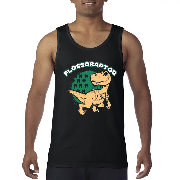 Flossoraptor Funny Dental Graphic Tank Top