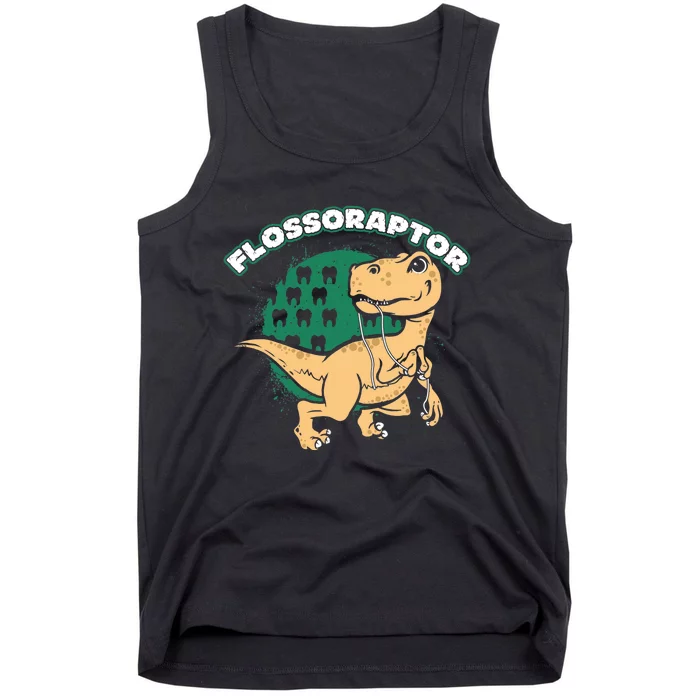 Flossoraptor Funny Dental Graphic Tank Top