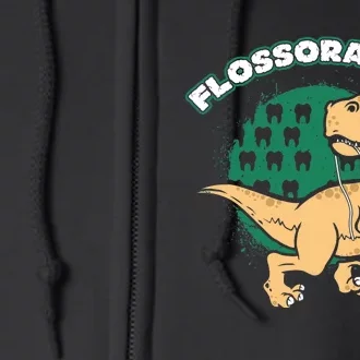 Flossoraptor Funny Dental Graphic Full Zip Hoodie