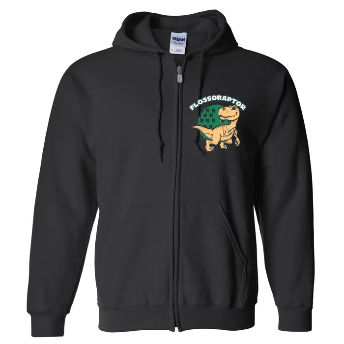 Flossoraptor Funny Dental Graphic Full Zip Hoodie