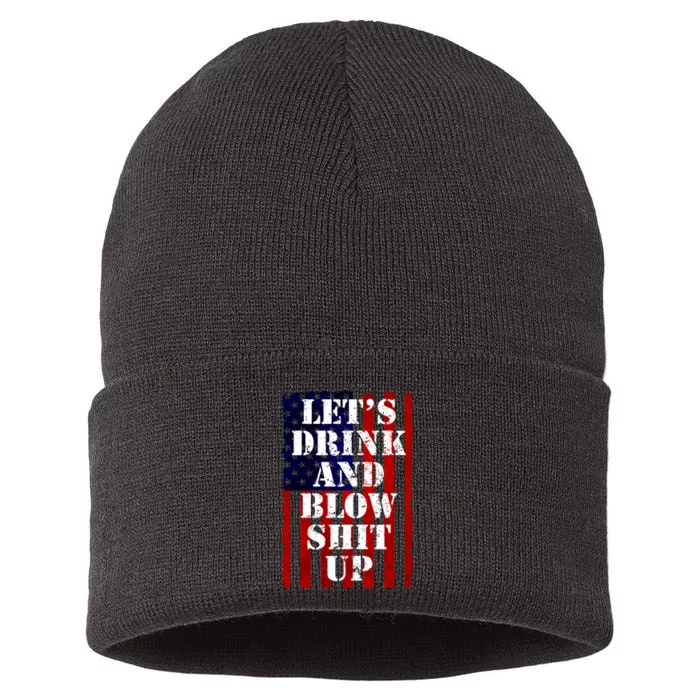 Funny Fireworks Day Drinking 4th July Sustainable Knit Beanie