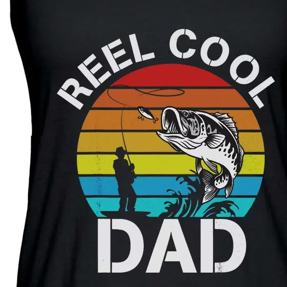 Funny Fishing Dad Funny Reel Cool Fish Fisherman Ladies Essential Flowy Tank