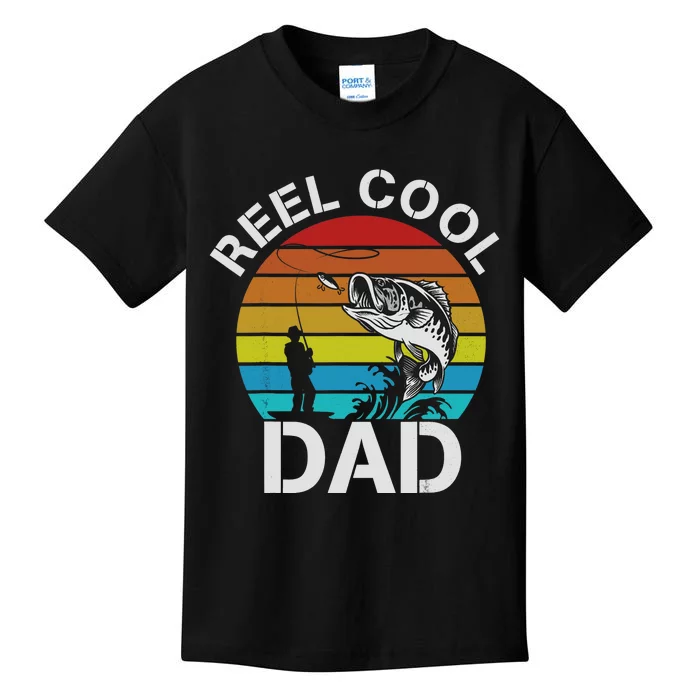 Funny Fishing Dad Funny Reel Cool Fish Fisherman Kids T-Shirt