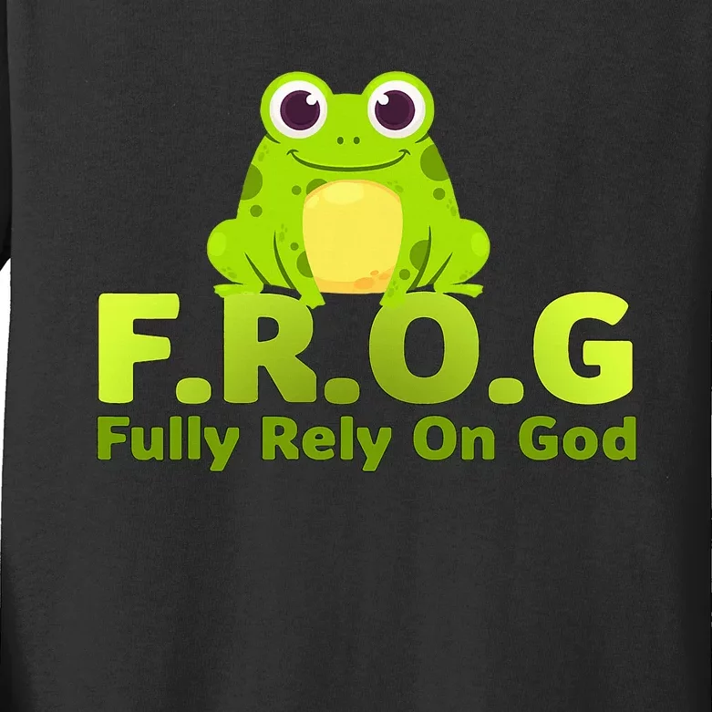 Frog Funny Definition Fully Rely On God Kids Long Sleeve Shirt