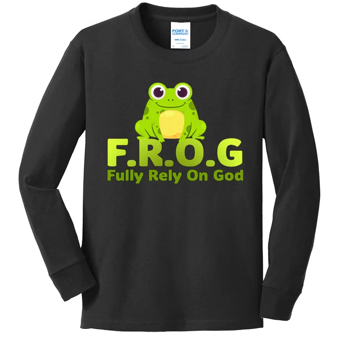 Frog Funny Definition Fully Rely On God Kids Long Sleeve Shirt