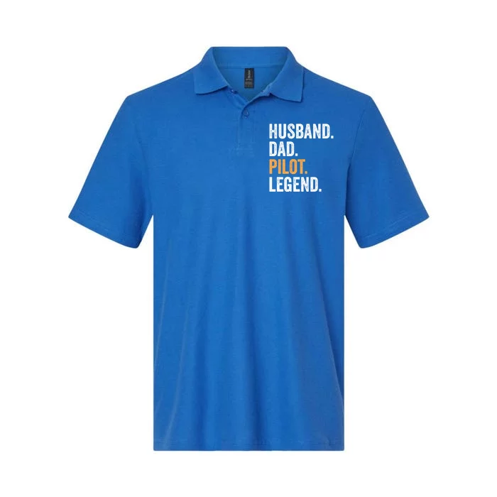 Funny Father Day Gift Husband Dad Pilot Legend Retro Cool Gift Softstyle Adult Sport Polo