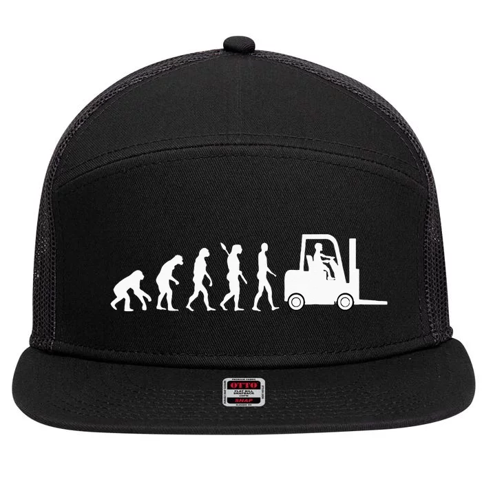 Funny Forklift Driver Evolution Warehouse Worker 7 Panel Mesh Trucker Snapback Hat