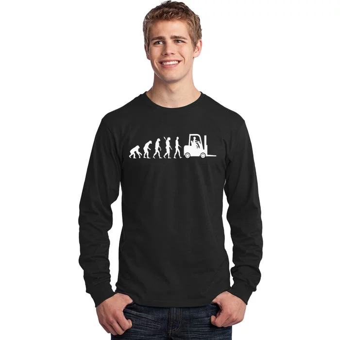 Funny Forklift Driver Evolution Warehouse Worker Tall Long Sleeve T-Shirt